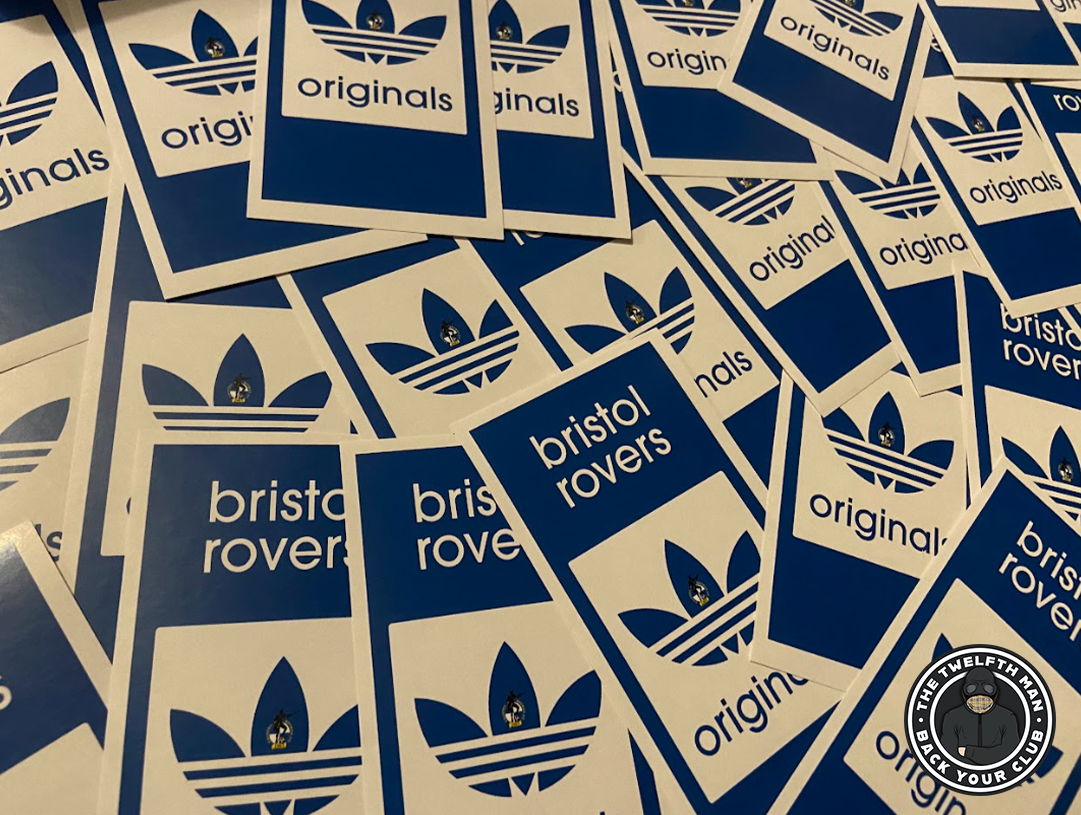 Pack of 30 Bristol Rovers -  Adidas Inspired Stickers (6x12cm)