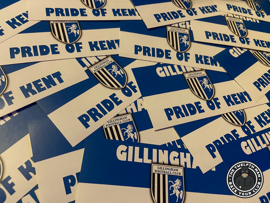 Pack of 30 Gillingham -  Pride Of Kent Stickers (12x6cm)