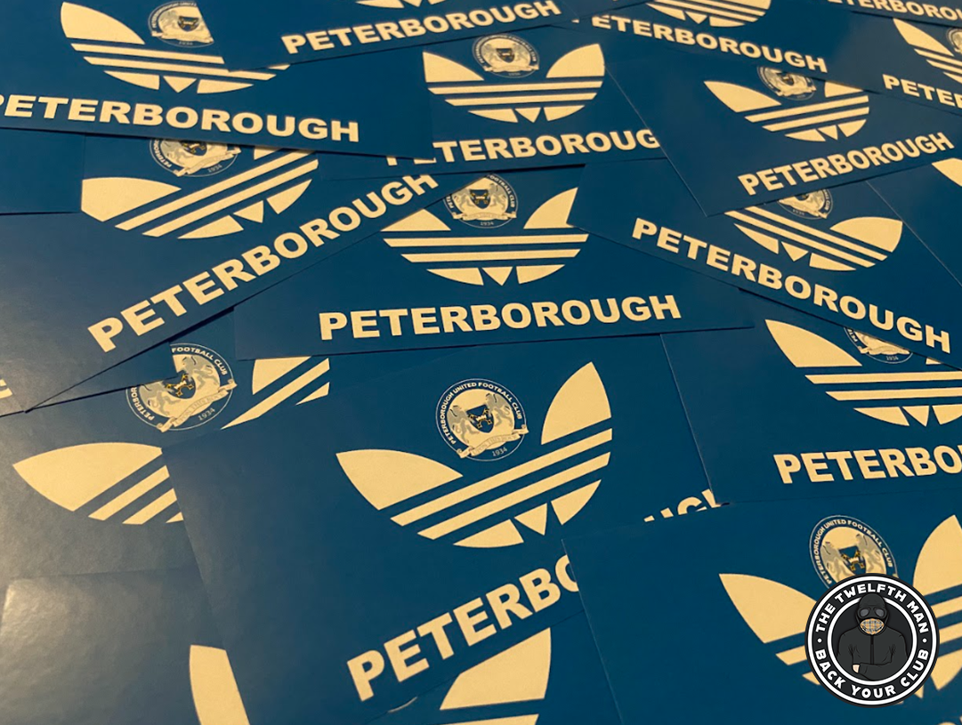 Pack of 30 Peterborough United - Adidas Inspired Stickers (12x6cm)